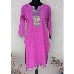 💜✨Magenta/Purple Embroidered Kurta with Gold Accents – Perfectly Imperfect